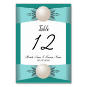 Elegant Blauwgroen & Turquoise Parel Lint Bruiloft Kaart (Achterkant)