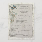 Elegant Blauwgroen vogelprogramma Damask Wedding Programma (Voorkant)