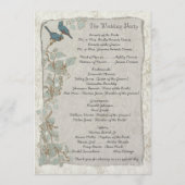 Elegant Blauwgroen vogelprogramma Damask Wedding Programma (Achterkant)