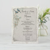 Elegant Blauwgroen vogelwagentje wrijvingsmenu Menu (Staand voorkant)