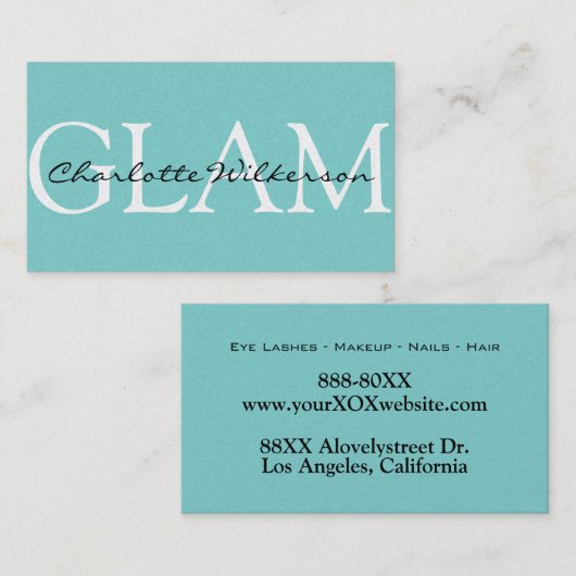 Elegant Blauwgroen wit en zwart Visitekaartje (Voorkant / Achterkant)