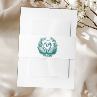 Elegant Blauwgroen zwaan meer bruiloft monogram Uitnodigingen Wikkel