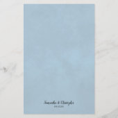 Elegant Bleek Dusty Blue Roos Budget Wedding Menu (Achterkant)