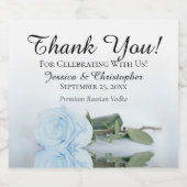 Elegant Bleek Dusty Blue Roos Weddenschap Hartelij Likeurfles Etiket (Enkel label)