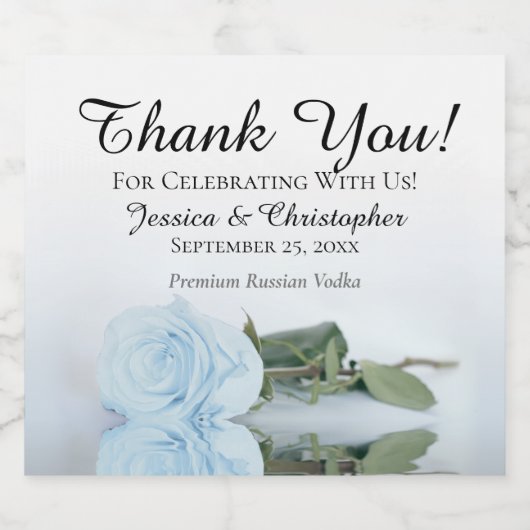 Elegant Bleek Dusty Blue Roos Weddenschap Hartelij Likeurfles Etiket (Enkel label)