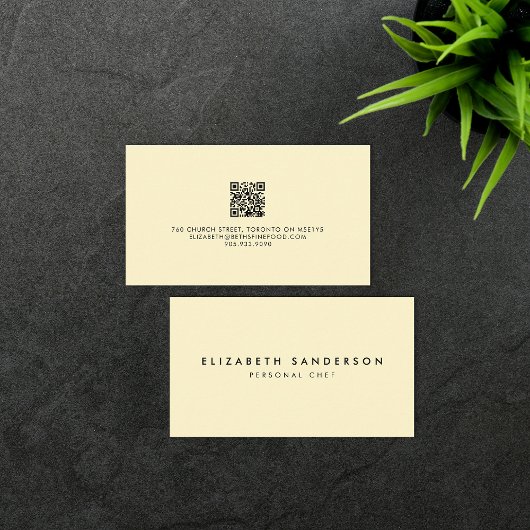 Elegant Bleek Geel Luxe Minimale QR-CODE Visitekaartje