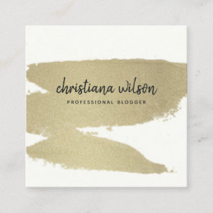 ELEGANT BLEEK GOLD BLACK BRUSH STROKE CALLIGRAPHY VIERKANTE VISITEKAARTJE