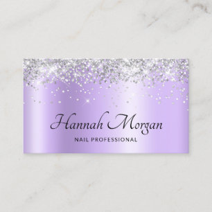 Elegant Bleek Lavender Paars Ombre Silver Glitter Visitekaartje