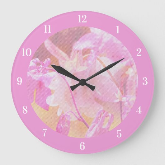 Elegant Bleek roze ontwerp Grote Klok (Voorkant)