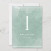 Elegant Bleekgroen Aquarel Tafelnummer (Voorkant)