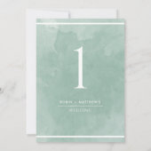 Elegant Bleekgroen Aquarel Tafelnummer (Achterkant)