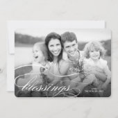 Elegant Blessings Script Religieuze kerstfoto Feestdagenkaart (Voorkant)