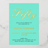 Elégant bleu 50e anniversaire Foil Invitation (Recto)