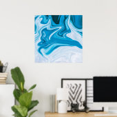 Élégant bleu Abstrait ripple | Poster (Bureau à domicile)