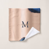 Élégant Bleu Agate Marbre Rose or (Gant de toilette)