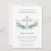 Elégant bleu aquarelle Christening Invitations (Devant)