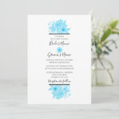 Elégant bleu aquarelle Floral Wedding Invitations (Debout devant)