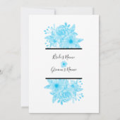 Elégant bleu aquarelle Floral Wedding Invitations (Dos)