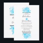 Elégant bleu aquarelle Floral Wedding Invitations<br><div class="desc">Ce design présente d'élégantes fleurs d'aquarelle bleue. Les belles fleurs bleues du bouquet sont placées sur une élégante ligne noire. Une aquarelle simple et élégante de fleurs disposées au-dessus et au-dessous du libellé avec une fleur centrale reliant les noms de la mariée et du marié. La police de caractères élégante...</div>
