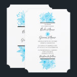 Elégant bleu aquarelle Floral Wedding Invitations<br><div class="desc">Ce design présente d'élégantes fleurs d'aquarelle bleue. Les belles fleurs bleues du bouquet sont placées sur une élégante ligne noire. Une aquarelle simple et élégante de fleurs disposées au-dessus et au-dessous du libellé avec une fleur centrale reliant les noms de la mariée et du marié. La police de caractères élégante...</div>