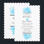 Elégant bleu aquarelle Floral Wedding Invitations<br><div class="desc">Ce design présente d'élégantes fleurs d'aquarelle bleue. Les belles fleurs bleues du bouquet sont placées sur une élégante ligne noire. Une aquarelle simple et élégante de fleurs disposées au-dessus et au-dessous du libellé avec une fleur centrale reliant les noms de la mariée et du marié. La police de caractères élégante...</div>