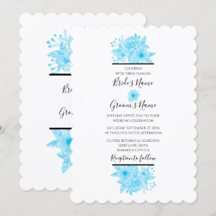Elégant bleu aquarelle Floral Wedding Invitations