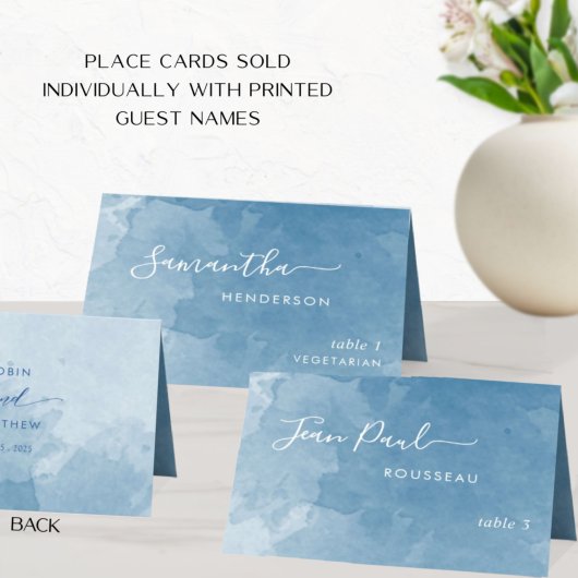 Elégant bleu aquarelle Script Mariage Cartes de pl