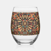 Elégant bleu "Aztec Dream" Verre à vin sans charme (Verso)
