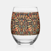Elégant bleu "Aztec Dream" Verre à vin sans charme (Droite)