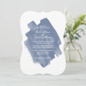 Elégant bleu azur Aquarelle Mariage Invitations (Debout devant)