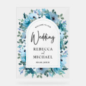 Elégant bleu azur, fleurs blanches mariages bienve (Recto)