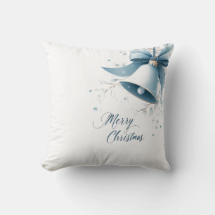 Élégant Bleu Bell de Noël Jeter Oreiller
