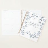 Elégant Bleu & blanc Bleu Français toile Planner (Devant avec enveloppe)