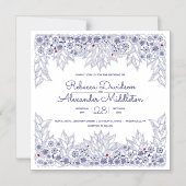 Élégant bleu blanc Mariage rappel Magnet (Recto)