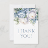 Elégant bleu bleu bleu blanc floral Merci d'annive (Devant)