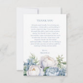 Elégant bleu bleu bleu blanc floral Merci d'annive (Dos)