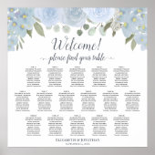 Élégant bleu bleu bleu floral 16 Tableau Sièges (Devant)