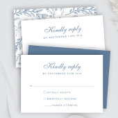 Elégant bleu bleu bleu minimal mariage carte RSVP