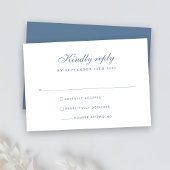 Elégant bleu bleu bleu minimal mariage carte RSVP