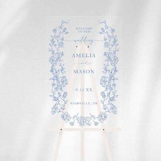 Elégant bleu bleu outresque français Vintage