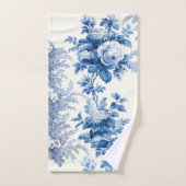 Élégant bleu chic et blanc Vintage floral (Serviette à main)