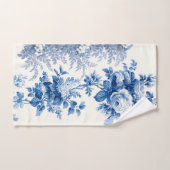 Élégant bleu chic et blanc Vintage floral (Serviette à main)