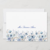 Elégant bleu clair Floral Invitation (Devant)