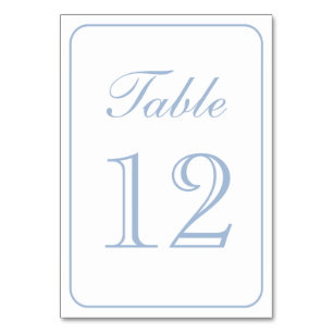 Élégant bleu clair simple blanc Numéro de table