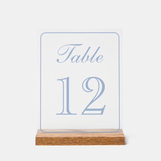 Élégant bleu clair simple Numéro de table (Recto)