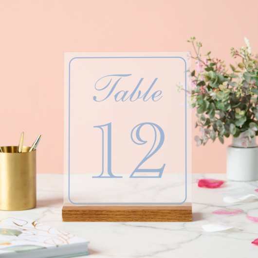Élégant bleu clair simple Numéro de table (Mariage)
