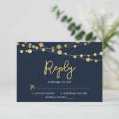 Elégant Bleu cordes de lumières RSVP Réponse (Debout devant)
