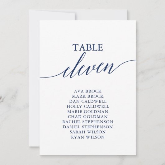 Élégant bleu de la marine Numéro de table 11 Table (Devant)