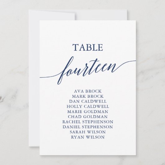 Élégant bleu de la marine Numéro de table 14 Table (Devant)