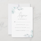Elégant bleu Dusty Aquarelle Floral Mariage Rsvp (Devant)